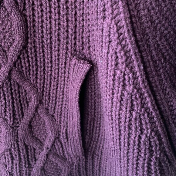 Anthropologie Charlie & Robin Golden Gate Cableknit Cardigan, Purple, Size S - Picture 6 of 6